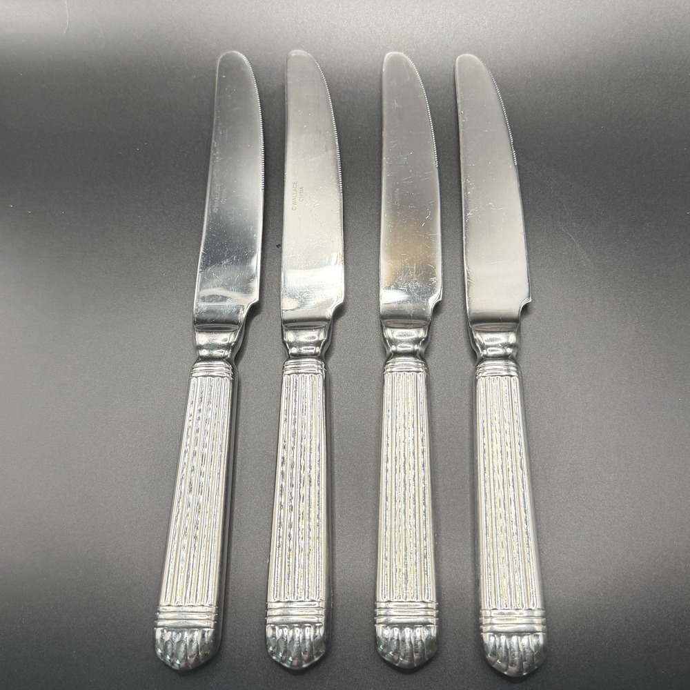 Wallace Silversmith CHARDONNAY Stainless Flatware Dinner Knives 18/10 Set/4
